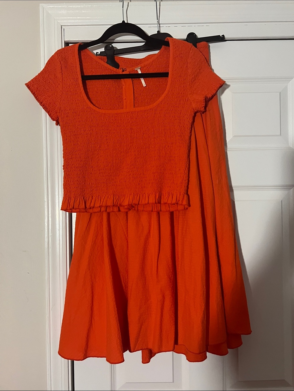 Free People Orange Maxi Skirt with Matching Smocked Crop Top